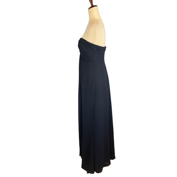 Bill Levkoff SHILOH 1121 Sweetheart Chiffon Dress Formal Gown Navy Size 4 - Picture 6 of 8